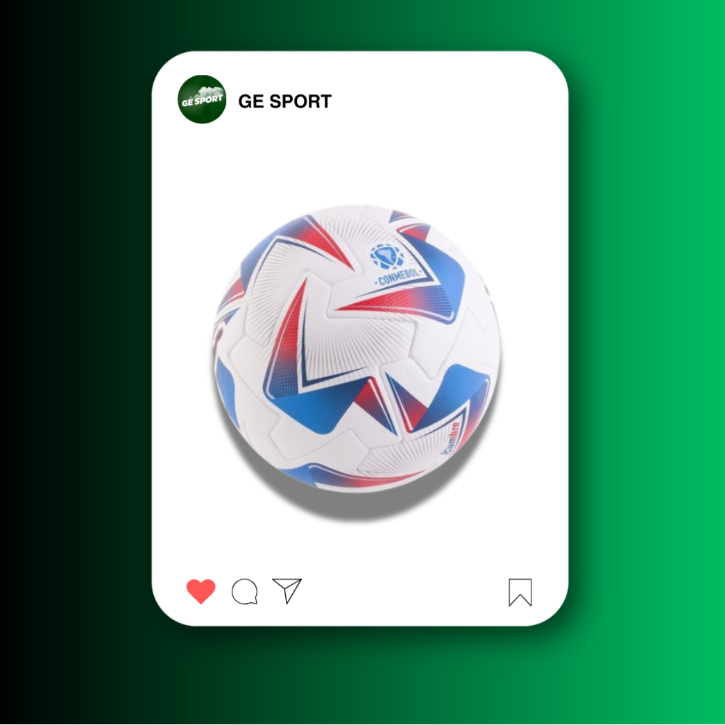 BALON FUTBOL BLANCO CON TRAZOS AZUL Y ROJOS-GES